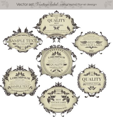 Vector set: vintage labels - inspired by floral retro originals clipart