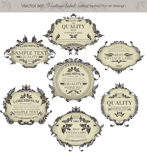 Vektor-Set: Vintage-Etiketten - inspiriert von floralen Retro-Originalen — Stockvektor