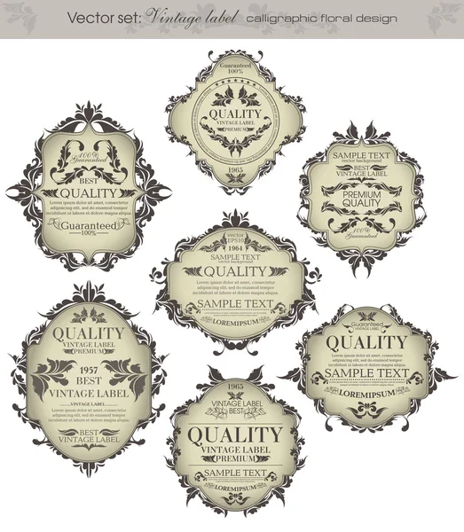 Conjunto de vectores: etiquetas vintage - inspiradas en originales retro florales — Vector de stock