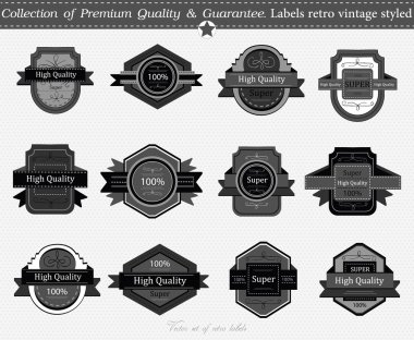 SET 16 : Collection of Premium Quality and Guarantee Labels with clipart