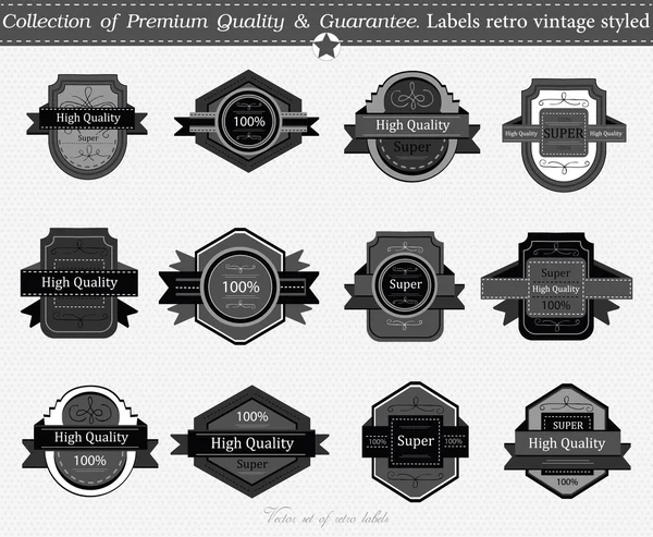 Reeks 16: Collectie van Premiumkwaliteit en garantie Labels met — Stockvector