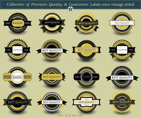 Set de insignias y etiquetas de calidad premium retro vintage — Vector de stock