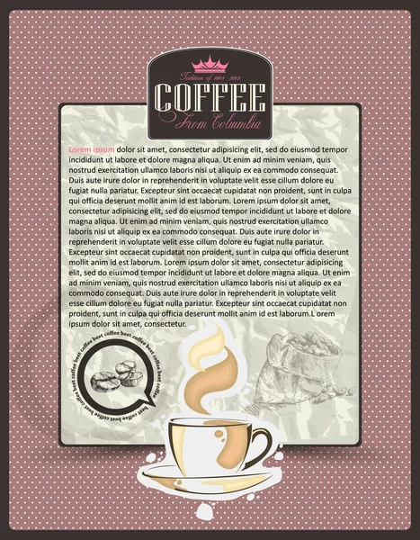 Coffee design template menu or banner or label.Vector backgroun — Stock Vector