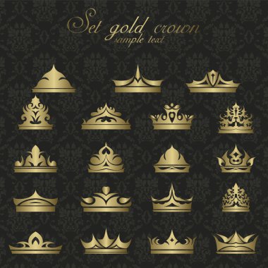 Icons set gold Crown for premium quality vintage label clipart