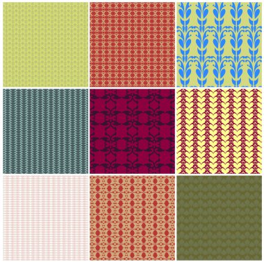 Set 9 patterns seamlessly clipart