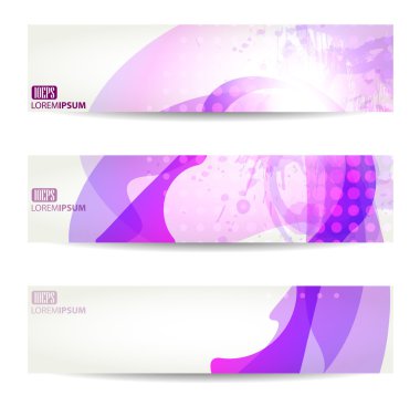 Set of three banners, abstract headers with blots clipart