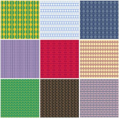 Set 9 patterns seamlessly clipart