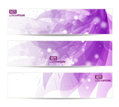 Set of three banners, abstract headers with blots clipart