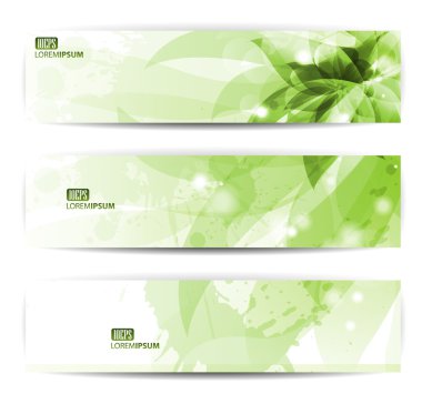 Set of three banners, abstract headers with blots clipart