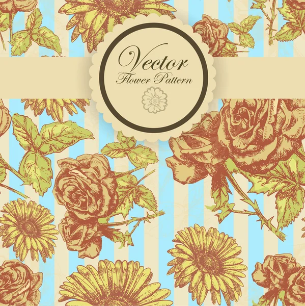 Abstrato Elegância padrão sem costura com fundo floral vintag — Vetor de Stock