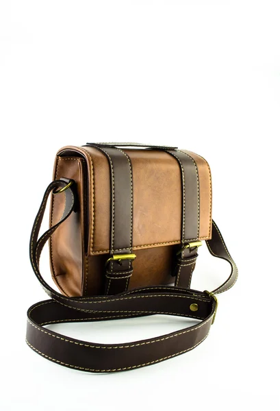 Hnědá kožená taška — Stock fotografie