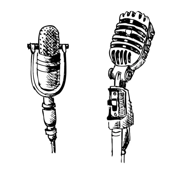 Ретро-микрофон, эскиз — стоковый вектор