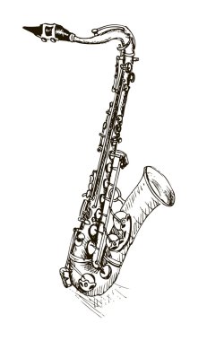 Old engraved illustration of Saxophone clipart