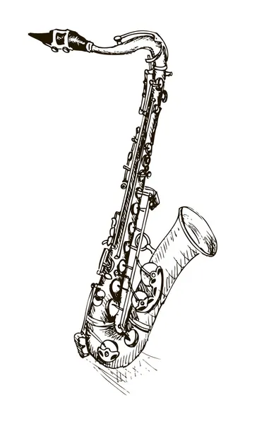 Старая гравированная иллюстрация саксофона — стоковый вектор