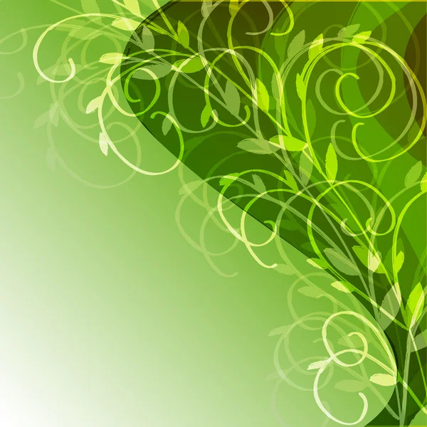 Зеленый фон с растительным орнаментом — стоковый вектор