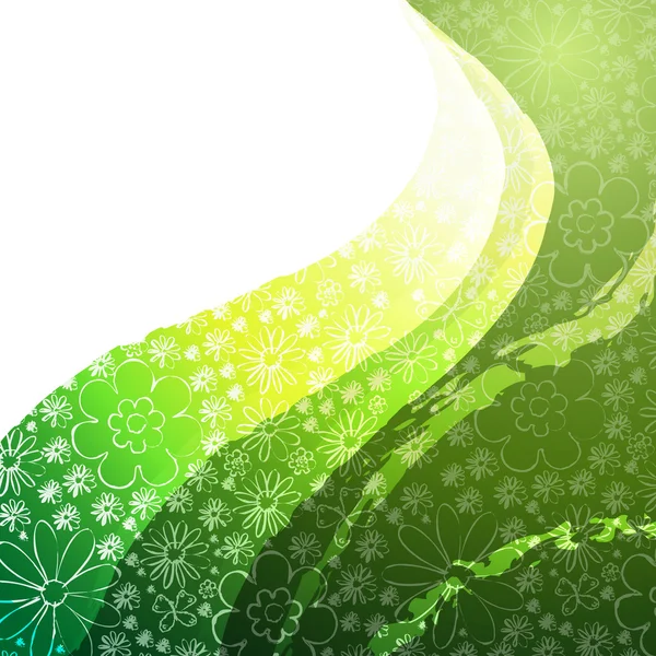 Зеленый фон с цветами — стоковый вектор