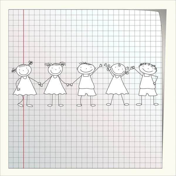 Funny kids on the exercise book Royalty Free Stock Vectors