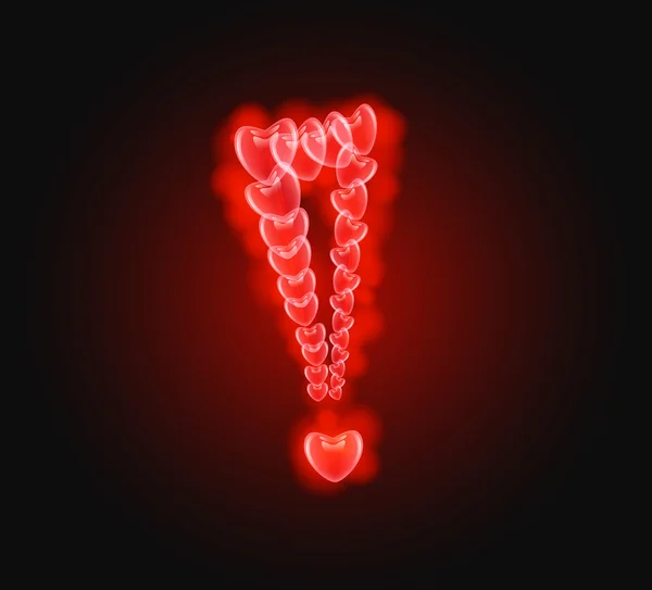 Point d'exclamation des cœurs — Image vectorielle