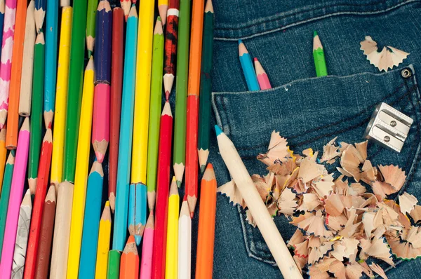 Penci no bolso jeans - imagem de cor — Fotografia de Stock