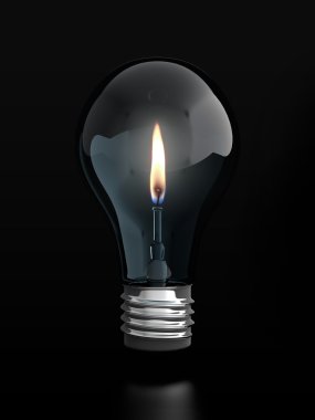 Light bulb with candle flame clipart