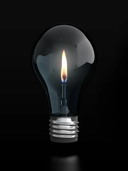 Ampoule avec flamme de bougie — Photo