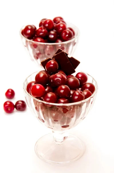 Sweet cherry in glasswares — Stock Photo, Image