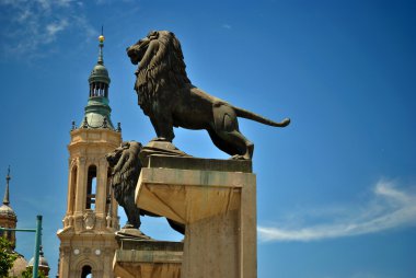 The lions of the stone bridge of saragossa clipart