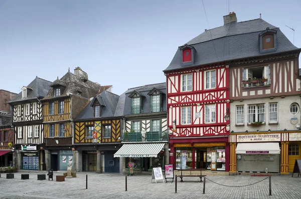Středověké a barevnými domy v Bretani, Francie — Stock fotografie