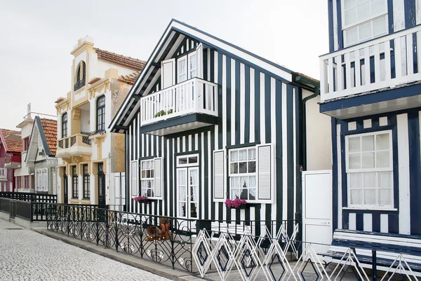Typical houses of Costa Nova, Aveiro, Portugal. — Stock Photo, Image