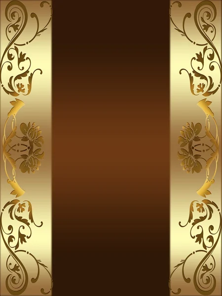 Cadre vintage doré et marron avec place pour le texte — Image vectorielle