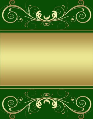 Vintage golden and green frame with place for the text clipart