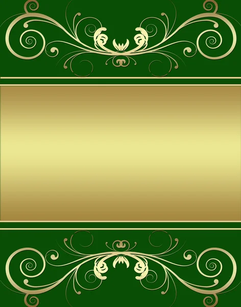 Vintage golden and green frame with place for the text — Stock Vector