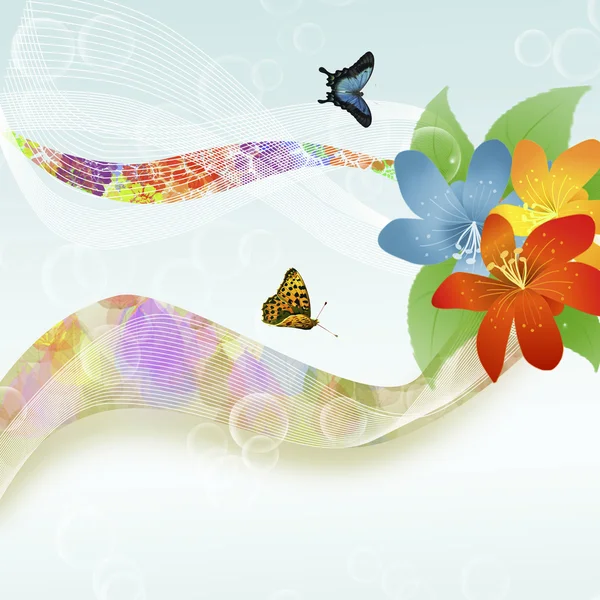 Mariposa Diseño floral — Vector de stock