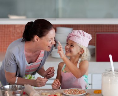 Potrait of mother and daugther having fun together clipart