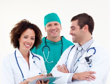 Young happy team of doctors clipart