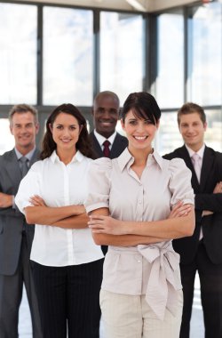 Portrait of smiling business looking at the camera clipart