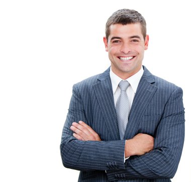 Portrait of a confident businessman with folded arms clipart