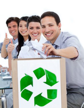 Young business showing the concept of recycling clipart