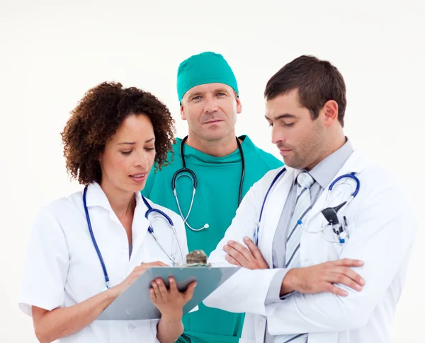 Serious team of doctors working together — Stock Photo, Image