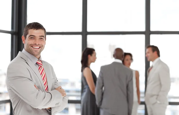 Professional male manager leading his team — Stock Photo, Image