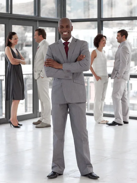 Portrait of an afro manager leading his team — Stock Photo, Image