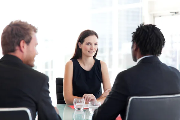 Affärskollegor prata tillsammans — Stockfoto