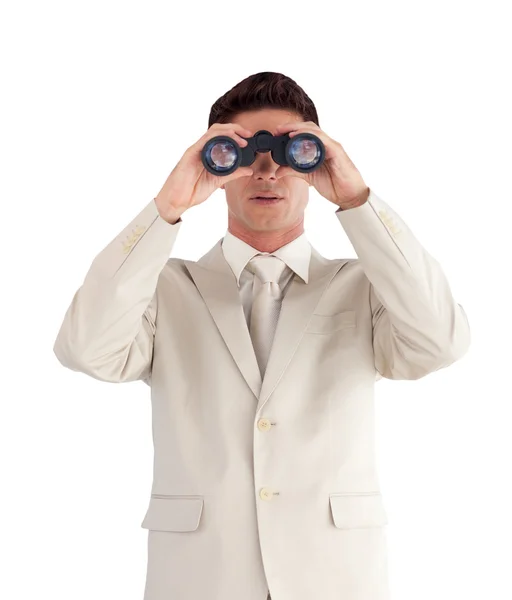 Portrait of a Mature businessman with binoculars — Stock Photo, Image