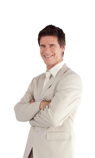 Attractive businessman standing at the camera — Stock Photo, Image