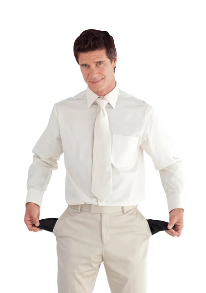 Empresário encantador ajustando seu terno — Fotografia de Stock