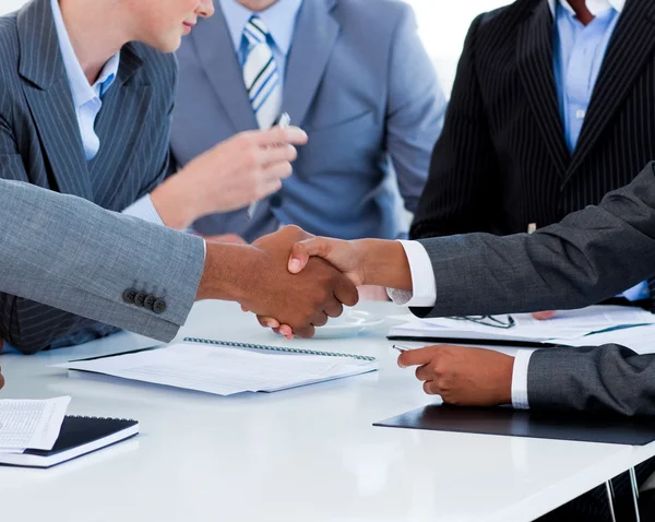 Close-up of business greeting each other — Stock Photo, Image