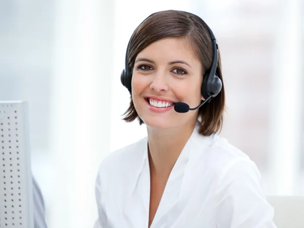 Portrait of a pretty customer agent at work — Stock Photo, Image