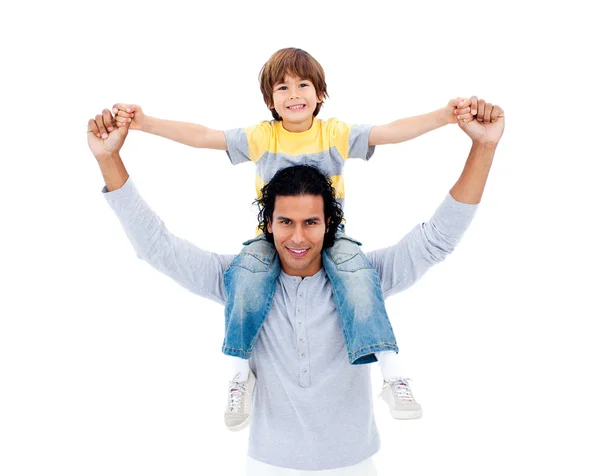 Attentive father playing with his son — Stock Photo, Image