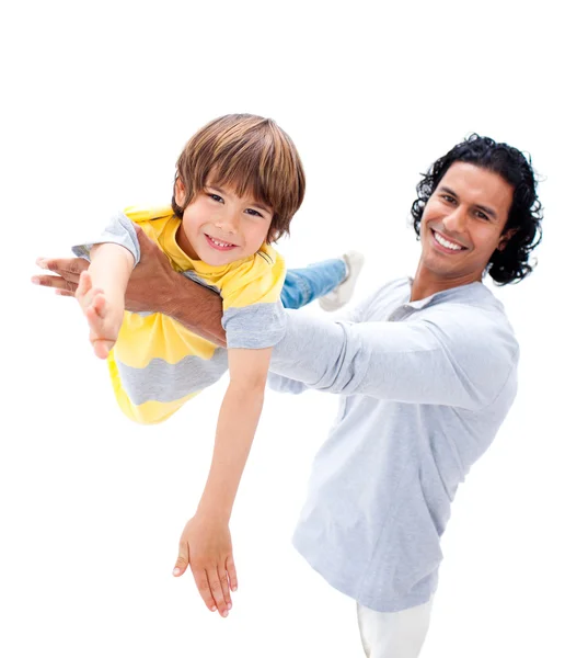 Cheerful father having fun with his son — Stock Photo, Image