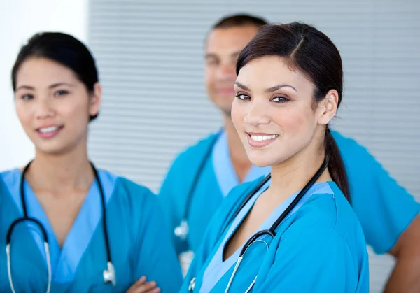 Happy doctor colleagues looking at the camera — Stock Photo, Image